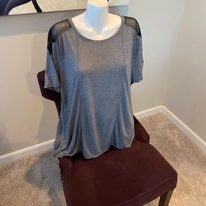 Plus Size Athletic Top with sheer shoulders
